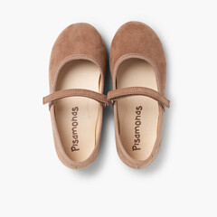 Girls Riptape Faux Suede Mary Janes Taupe