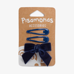 Hairpins and velvet duck beak bow pack Navy Blue