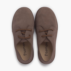 Suede lace up bluchers with caramel sole Taupe