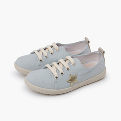 Canvas trainers star Blue and gold leather