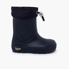 Soft Adjustable-Collar Wellies for Kids Navy Blue