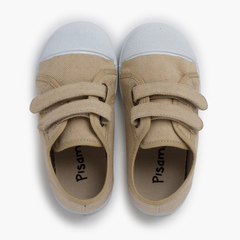 Soft eco canvas trainers hook-and-loop straps Beige