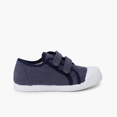 Soft eco canvas trainers hook-and-loop straps Navy Blue