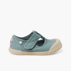 Barefoot canvas T-bar shoes Ocean