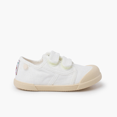 Barefoot toe trainers with hook-and-loop closure White