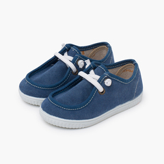 Wallaby boat shoes thin sole elastic laces Navy Blue