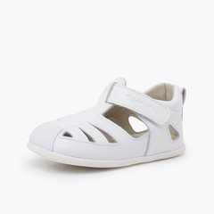 Soft leather sandal thin sole White