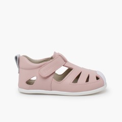 Soft leather sandal thin sole Pink