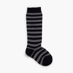 High socks two-tone stripes Black