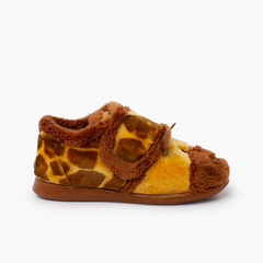 Giraffe plush slippers Brown and Yellow