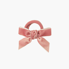 Girls pink velvet bow tie La France Pink