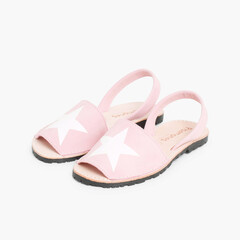 Nubuck Menorcan Sandals with Stars  Pink