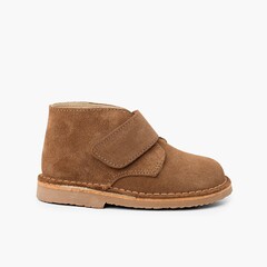 Kids Riptape Suede Desert Boots Taupe