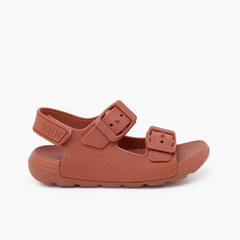 Double Buckle Sandals with Eva Sole Colours and riptape Terracota